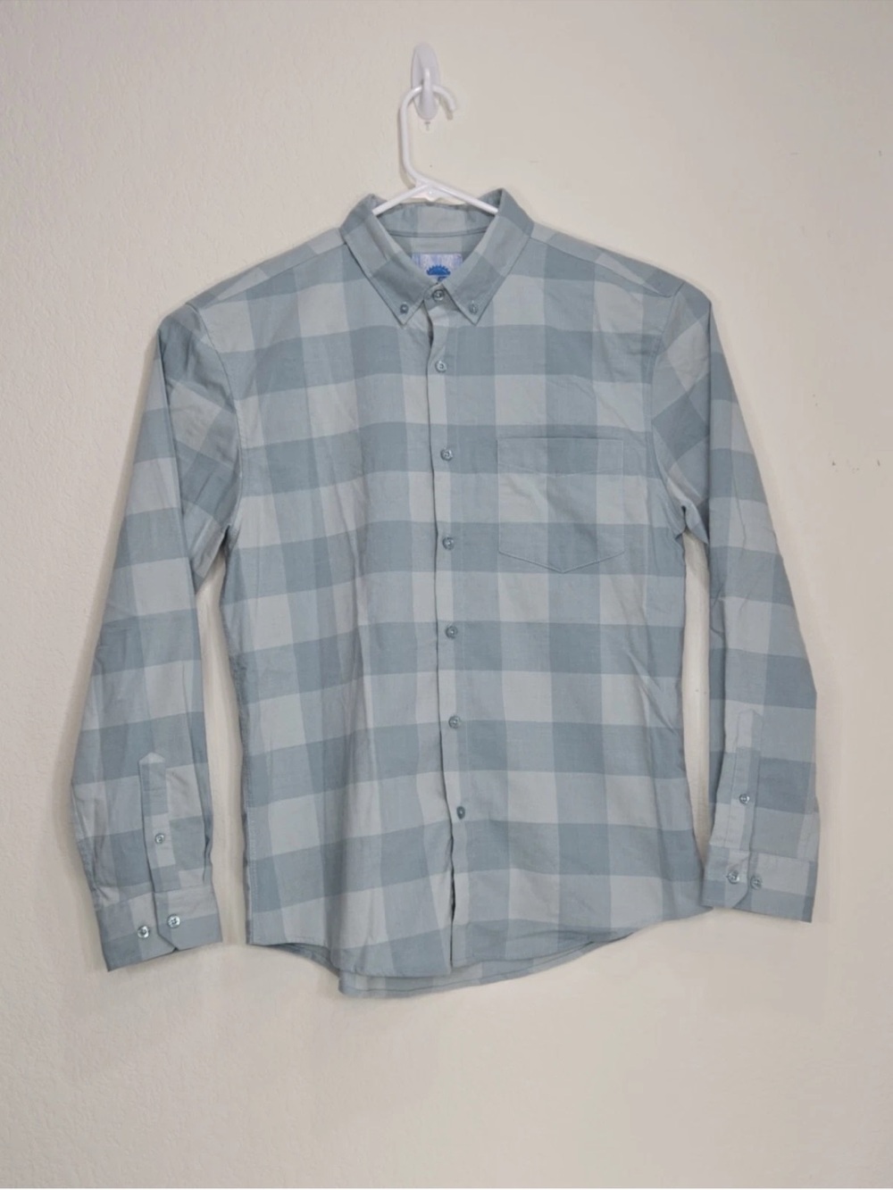 RSVLTS Borland Flannel Shirt Mens Blue Plaid Stretch Button Down Long Sleeve L